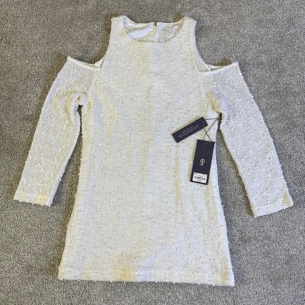 NWT Jennifer Lopez Women's White Cold Shoulder Blouse XS 3/4 Sleeve Top